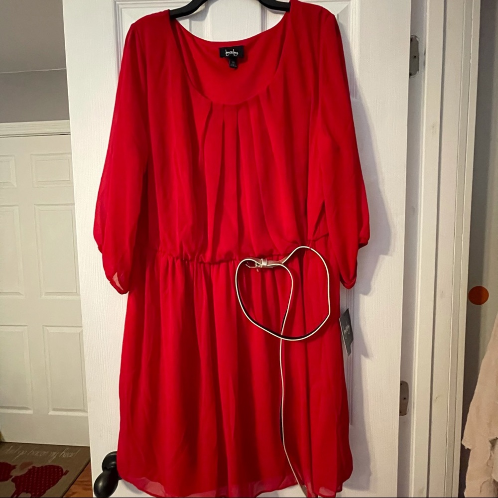 By & By- Red Dress with Belt